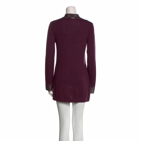 Tory Burch Merino Wool Sequins Embellished V-Neck Sweater Dress S - Picture 3 of 4